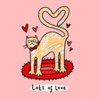 Cute Illustrated Cat Love Heart Valentine's Card - 1