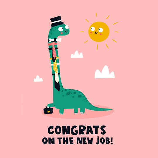 Funny Dinosaur Wearing Ties New Job Card