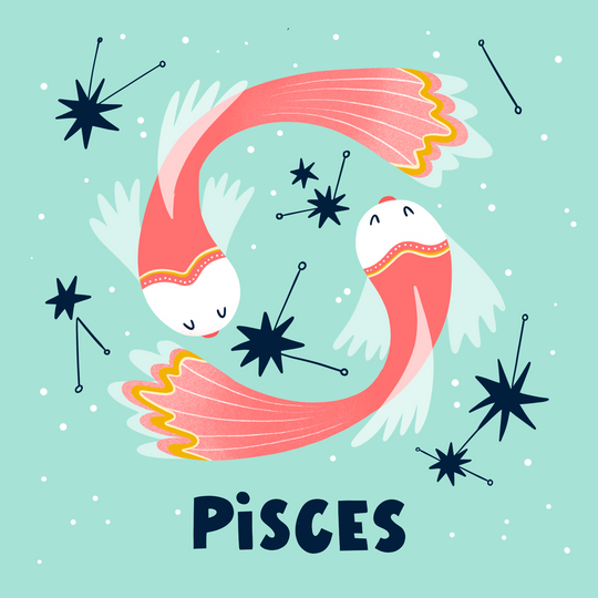 Red Fish Pisces Star Sign Birthday Card