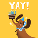 Cute Dachshund And Cake Yay Birthday Card
