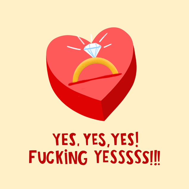 Yes, Yes, Yes. Love Heart Engagement Card - 1