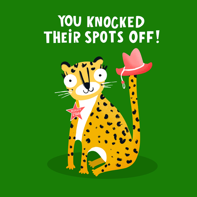 Funny Cute Leopard New Job Celebration Card - 1