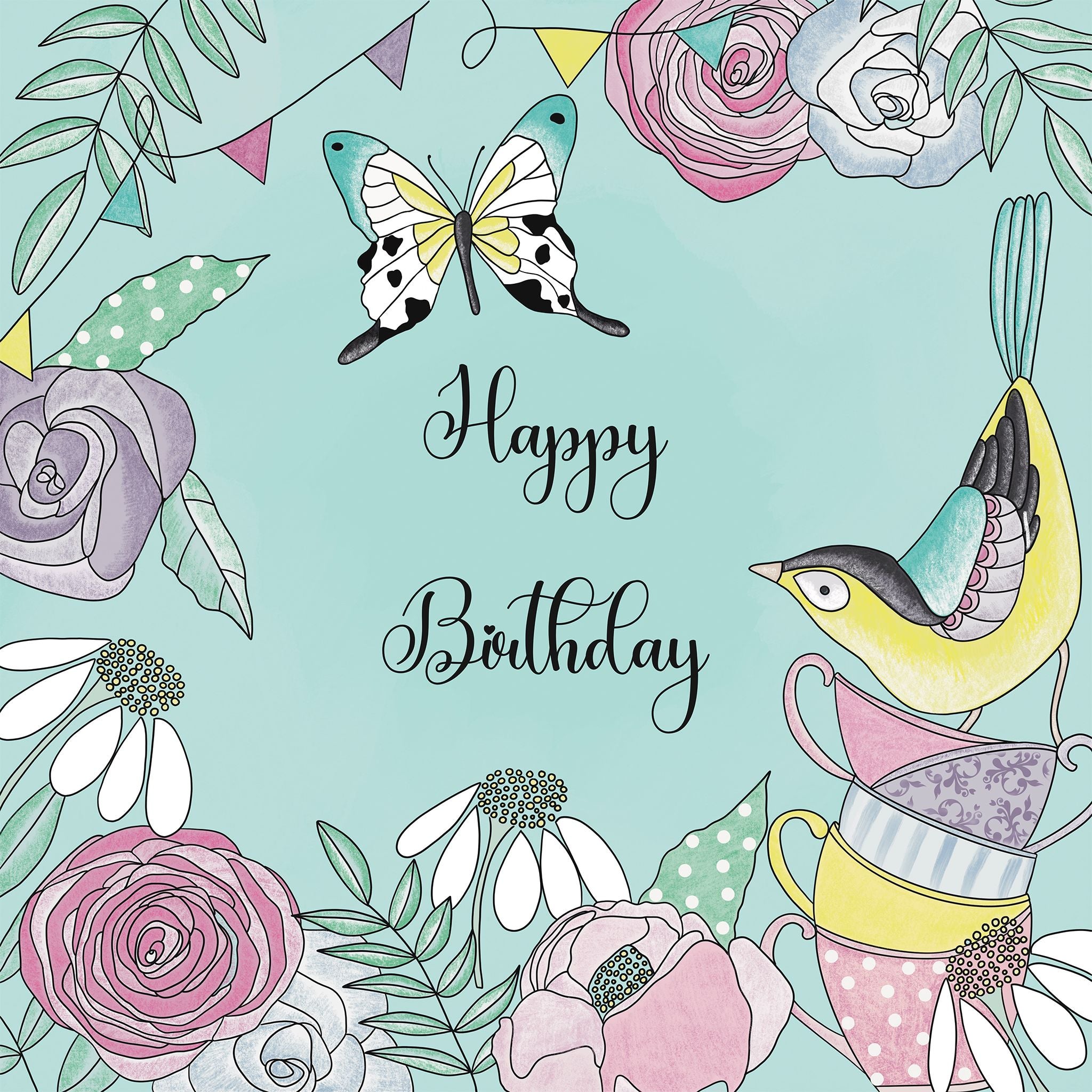 Bird And Flowers Birthday Card – Boomf