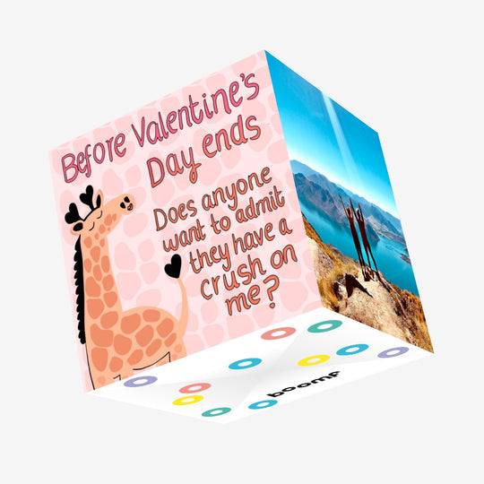 Cute Pink Themed Giraffe Valentine's Confetti-exploding Greetings Card