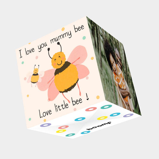 I Love You Mummy Bee Bomb 3D Cube Card