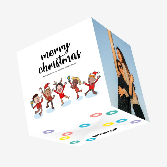 Merry Christmas Cheerful Colleagues Confetti-exploding Greetings Card
