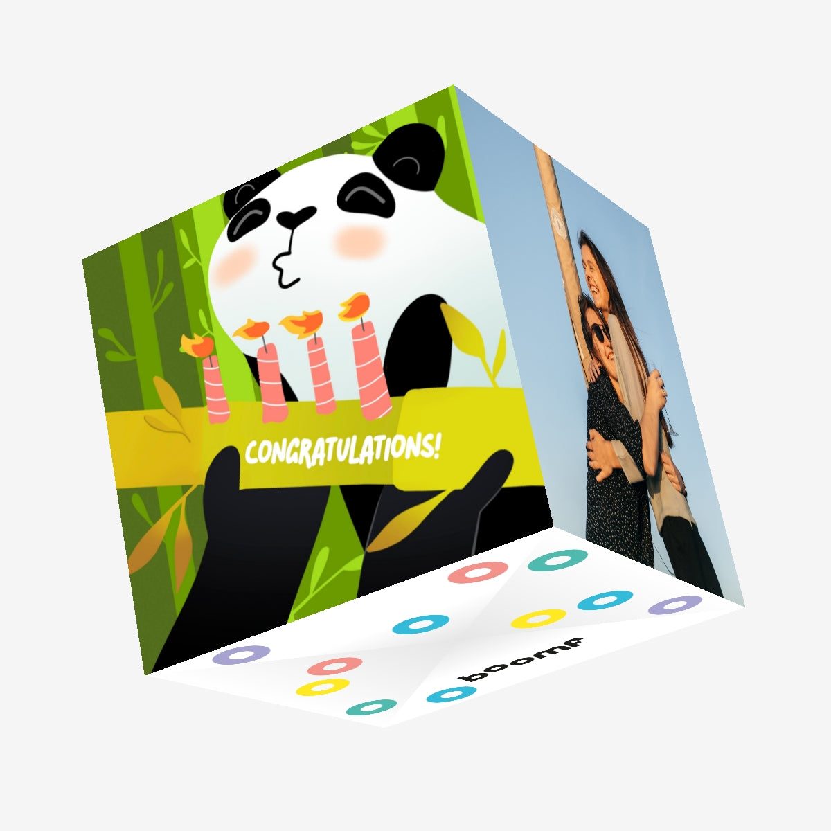 Green Bamboo Background Panda Congratulations Confetti-exploding Greet ...