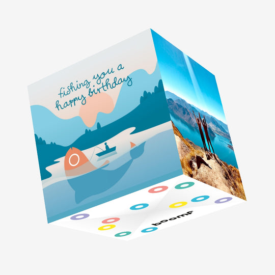 Boat Fishing Happy Birthday Confetti-exploding Greetings Card