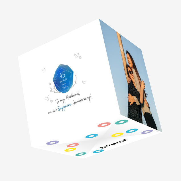 Happy Sapphire Wedding Husband Blue Crystal Confetti-exploding Greetings Card