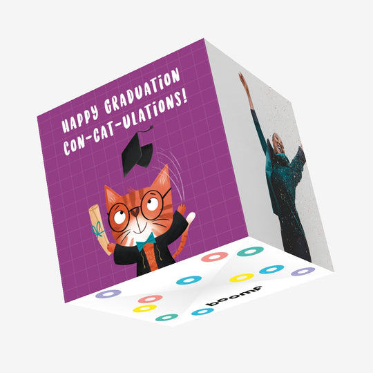 Con-cat-ulations Cat Graduation Confetti-exploding Greetings Card