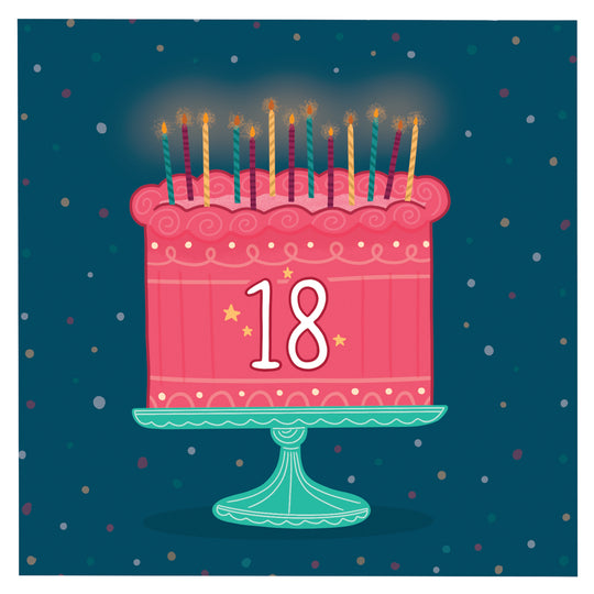 Happy 18th Birthday Pink Cake Card