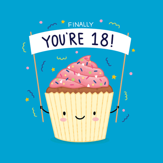 Finally You're 18 Cute Pink Cupcake Card
