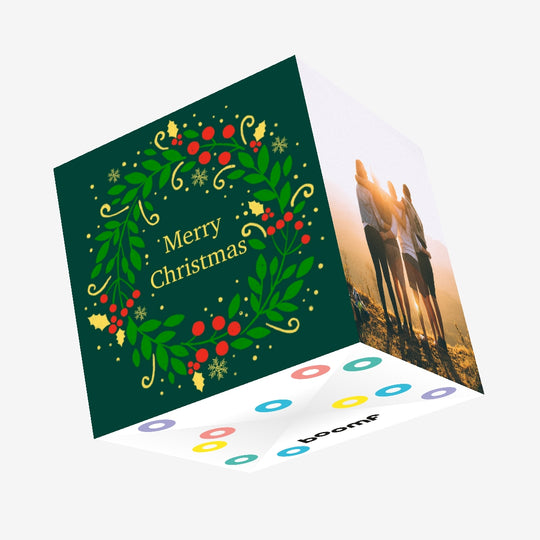 Merry Christmas Beautiful Wreath Confetti-exploding Greetings Card