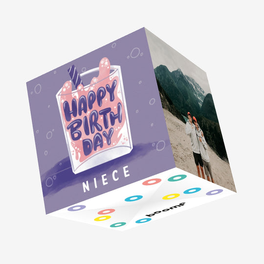 Fresh Strawberry Milkshake Happy Birthday Niece Confetti-exploding Greetings Card