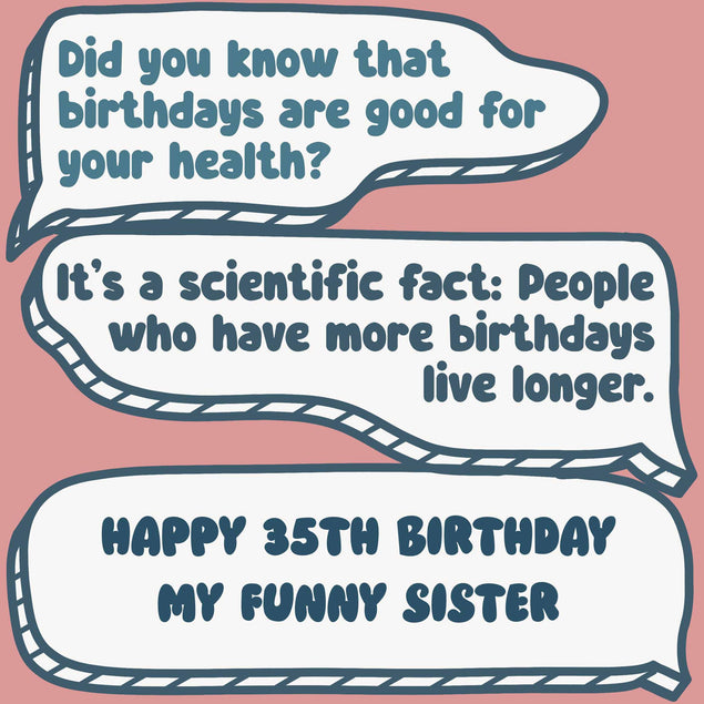 Funny Dialogues Happy 35th Birthday Sister Confetti-exploding Greetings Card