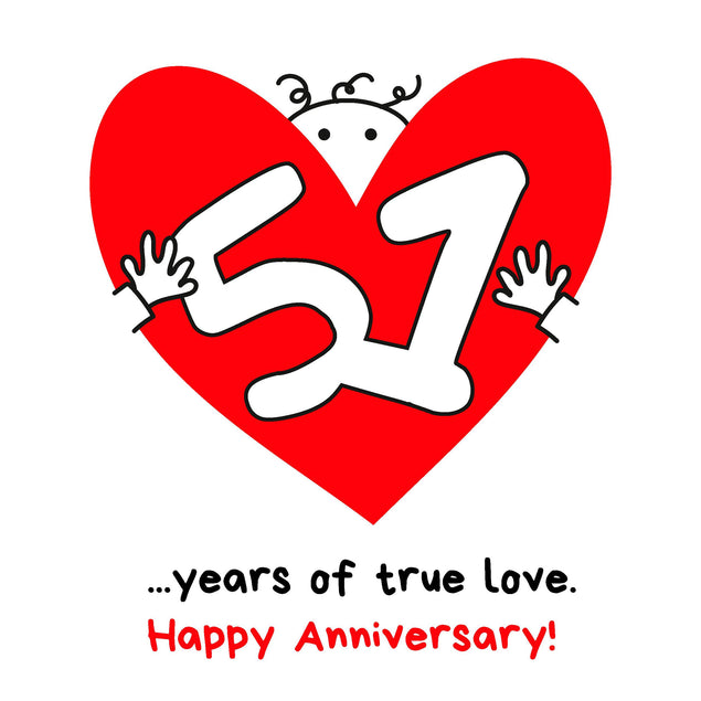 51 Years Of True Love Happy Anniversary Confetti-exploding Greetings Card