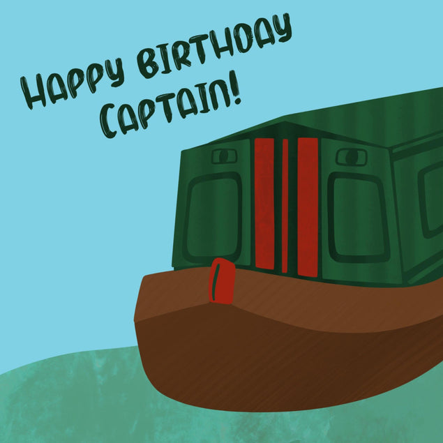 Happy Birthday Captain Barge Boat Confetti-exploding Greetings Card