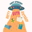 Party Spaceship Happy 64th Birthday Confetti-exploding Greetings Card