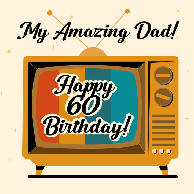 Retro TV Happy 60th Birthday My Amazing Dad Confetti-exploding Greetings Card