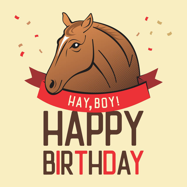 Hay Boy Happy Birthday Horse Confetti-exploding Greetings Card