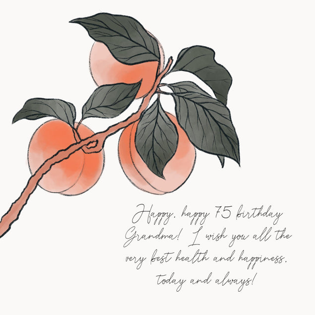Happy 75th Birthday Grandma Peach Branch Confetti-exploding Greetings Card