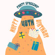 Party Spaceship Happy 48th Birthday Confetti-exploding Greetings Card