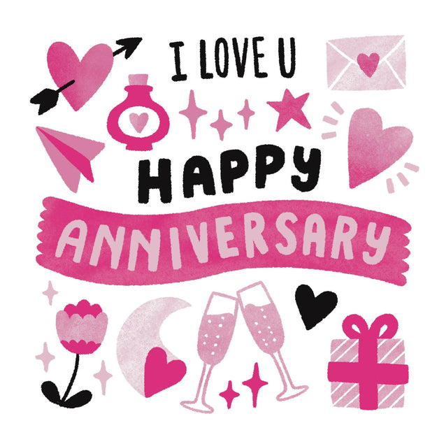 Pink Love Tokens Anniversary Confetti-exploding Greetings Card