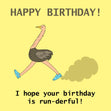 Running Ostrich Happy Birthday Confetti-exploding Greetings Card