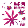 Happy Birthday Fantastic Mum Simple Purple Tropical Plant And Flowers Confetti-exploding Greetings Card