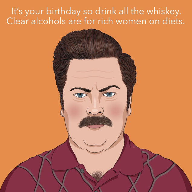 Ron Swanson Parks And Recreation Birthday Confetti-exploding Greetings Card