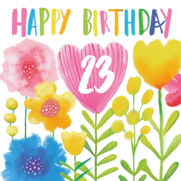Delicate Flowers Happy 23rd Birthday Confetti-exploding Greetings Card