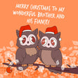 Merry Christmas Wonderful Brother And His Fiance Cute Owls Confetti-exploding Greetings Card