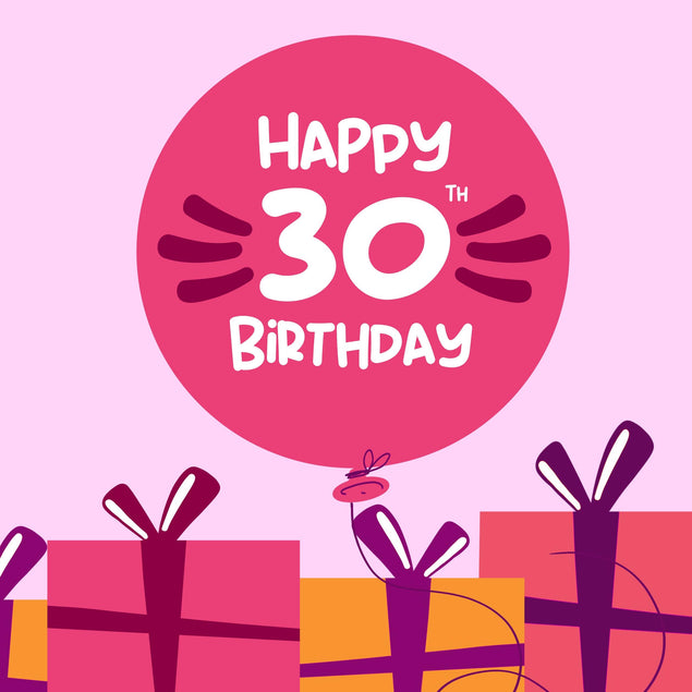 Balloon And Gifts Happy 30th Birthday Confetti-exploding Greetings Card