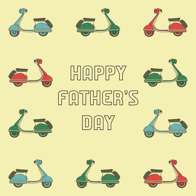 Cute Colorful Lambretta Scooters Happy Father's Day Confetti-exploding Greetings Card