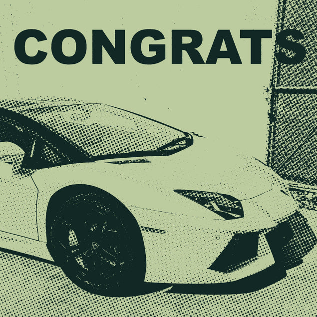 Green Background Lamborghini Congrats Confetti-exploding Greetings Card