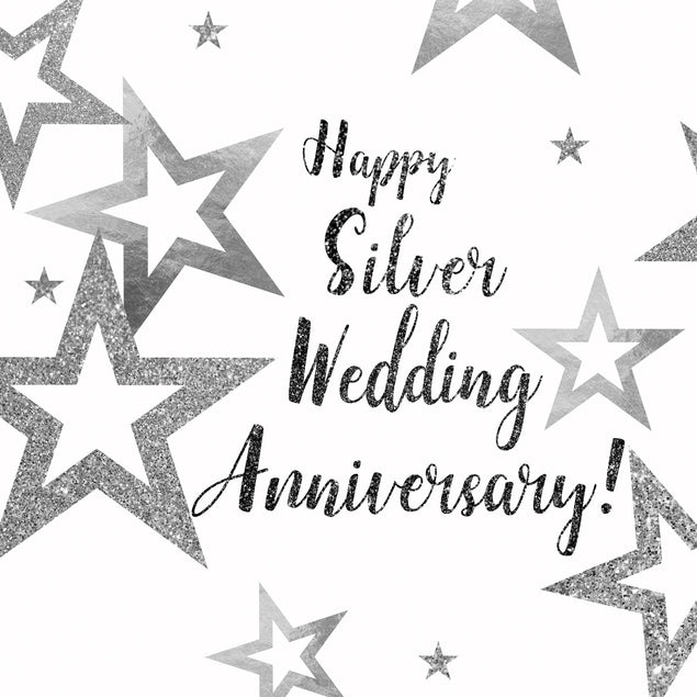 Happy Silver Wedding Anniversary Stars Confetti-exploding Greetings Card