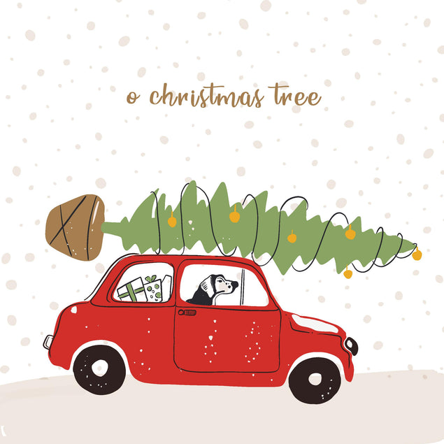 Dog Walker Christmas Tree Merry Christmas Confetti-exploding Greetings Card