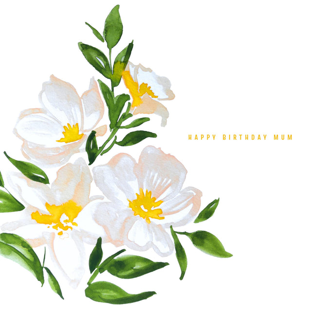 Beautiful White Watercolor Flowers Happy Birthday Mum Confetti-exploding Greetings Card
