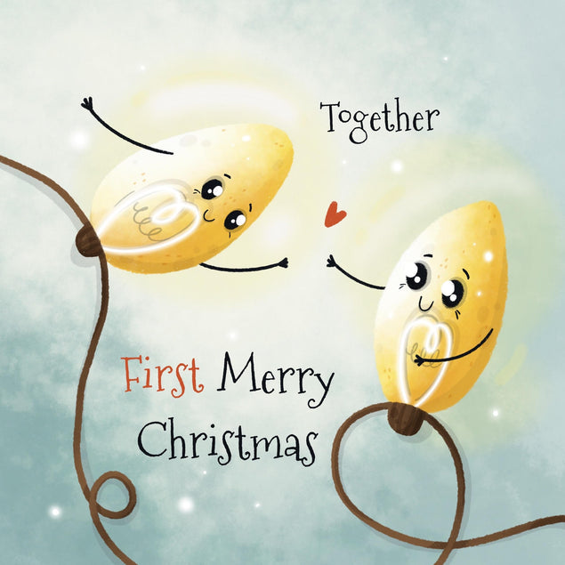 Garland Lamps First Christmas Together Confetti-exploding Greetings Card