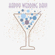 Happy Wedding Day Blue Cocktail Confetti-exploding Greetings Card