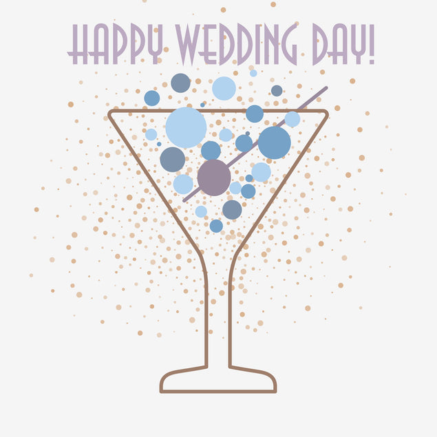 Happy Wedding Day Blue Cocktail Confetti-exploding Greetings Card