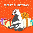Merry Christmas Badger In Candy Glasses Confetti-exploding Greetings Card