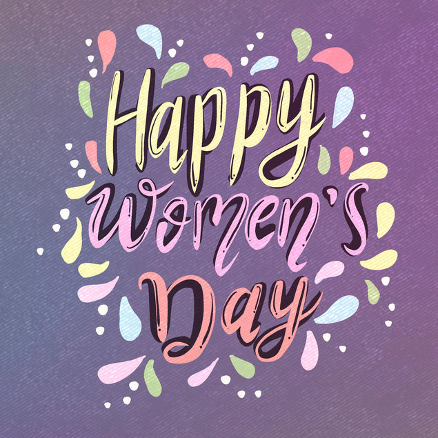 Happy Women?s Day Purple Background Confetti-exploding Greetings Card