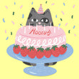 Adorable Cat And Cake Birthday Confetti-exploding Greetings Card