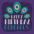 Happy Birthday Gorgeous Peacock Tail Confetti-exploding Greetings Card
