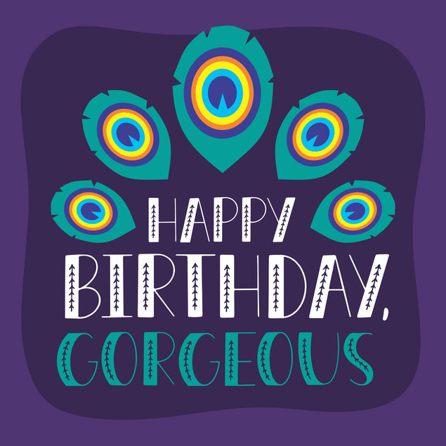 Happy Birthday Gorgeous Peacock Tail Confetti-exploding Greetings Card