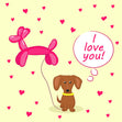 I Love You Cute Dachshund Puppy And Balloon Valentine's Day Confetti-exploding Greetings Card
