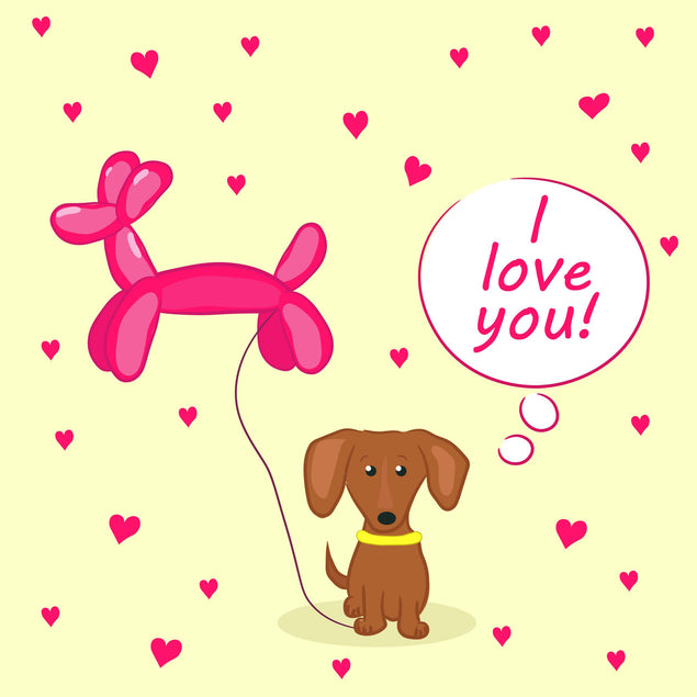 I Love You Cute Dachshund Puppy And Balloon Valentine's Day Confetti-exploding Greetings Card