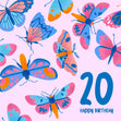 Delicate Pink Butterfly 20th Birthday Confetti-exploding Greetings Card