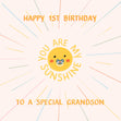 Happy 1st Birthday Grandson Baby Sun Confetti-exploding Greetings Card